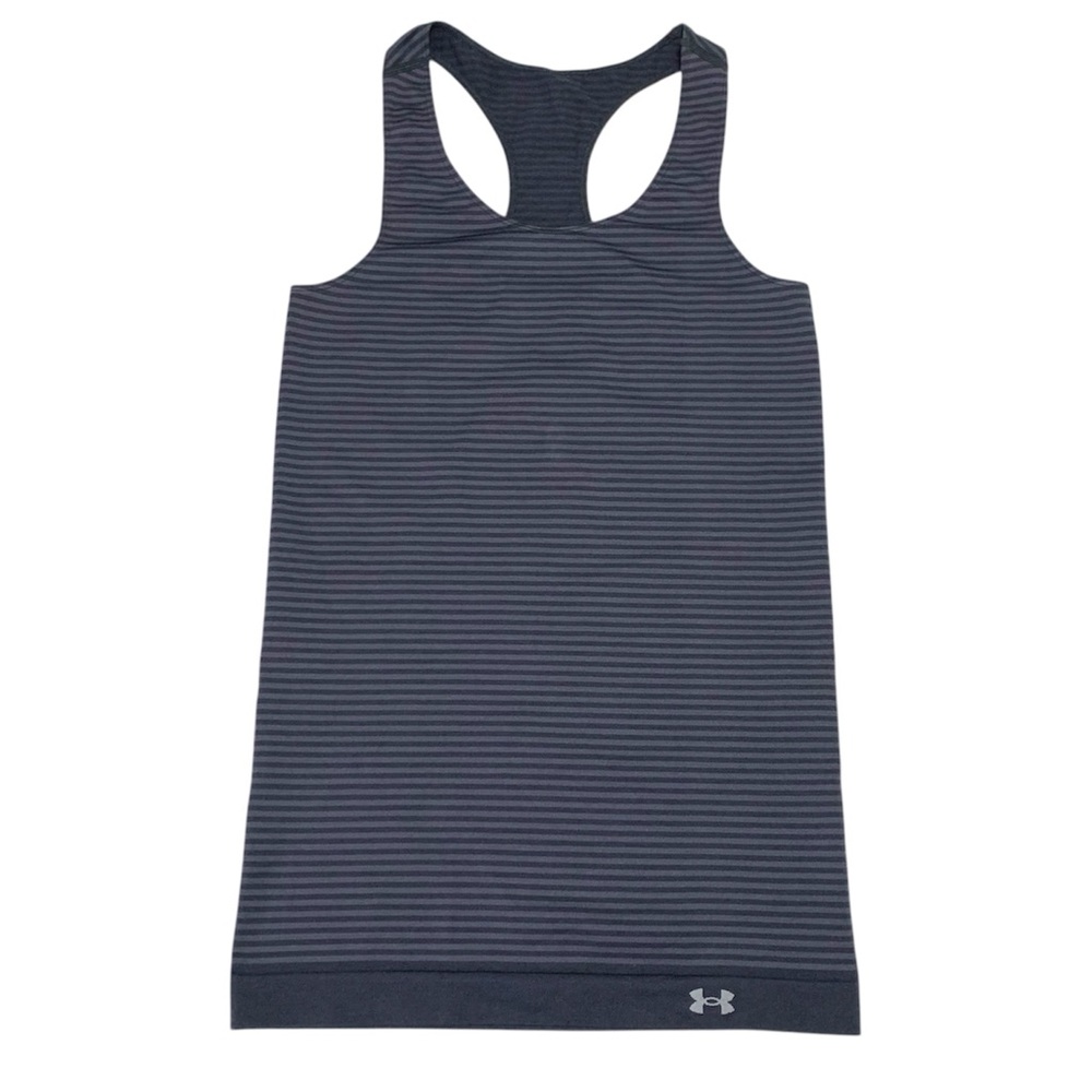 Under Armour Gray Striped Fitted Sleeveless Racerback Tank Top size S
